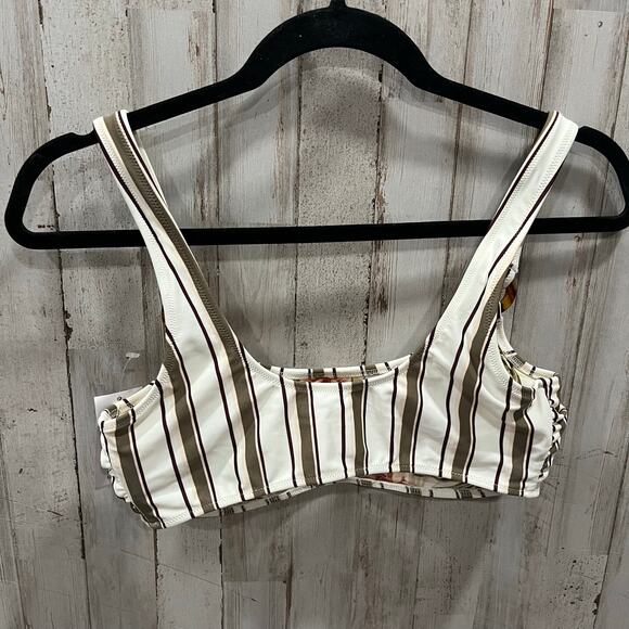 NWT Abercrombie Stripe Floral Reversible Bikini Top Tropical Womens Size Medium - Picture 3 of 5